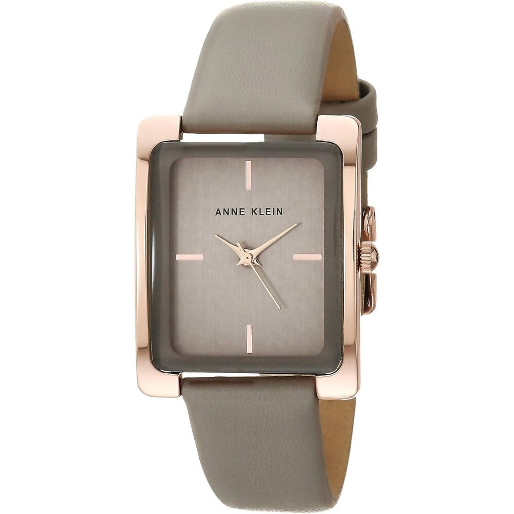 Women's Taupe/Gold Leather Strap Crystal Lens Buckle Closure Gold-Tone Watch